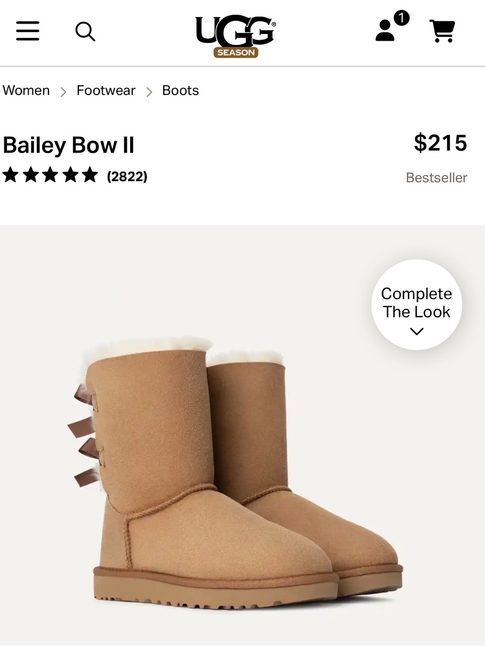 UGG Bailey Bow II Boots in Chestnut